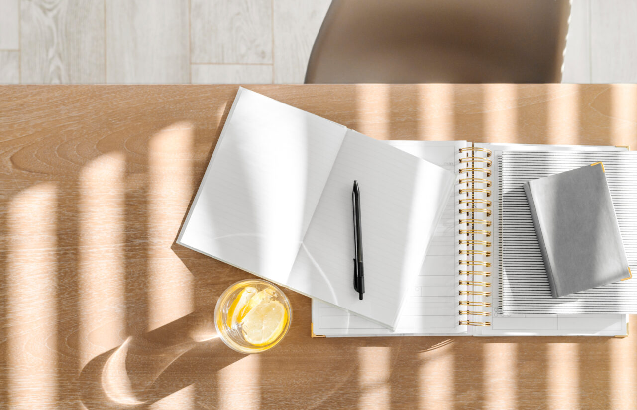 notebooks on a desk