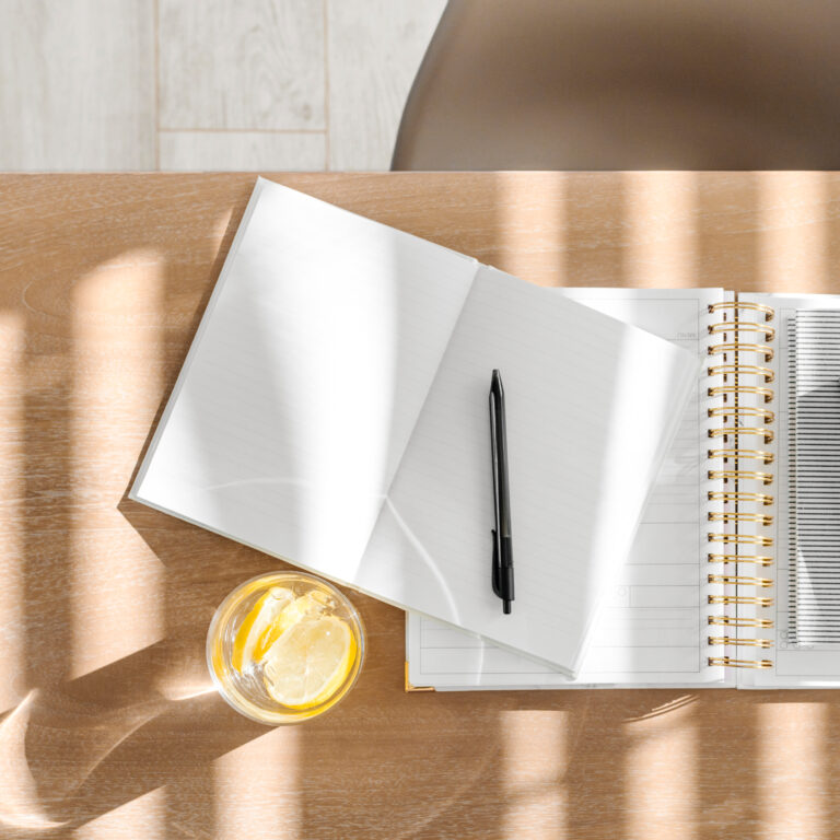 notebooks on a desk