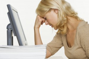 Frustrated Woman at Computer